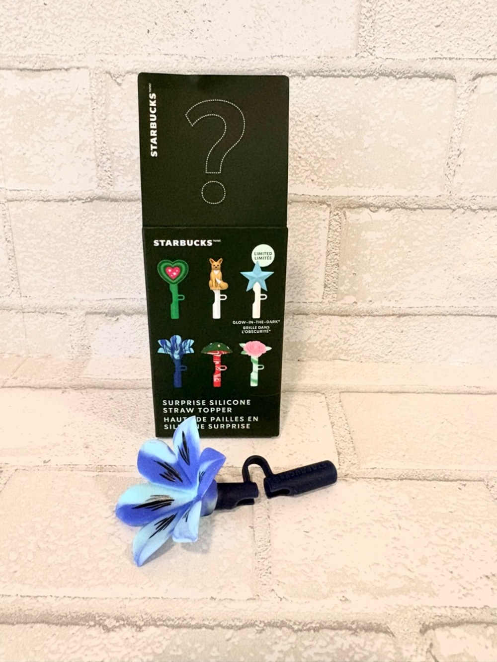 Starbucks Silicone Straw Topper Mystery Box Blue Flower NEW 2024 Holiday